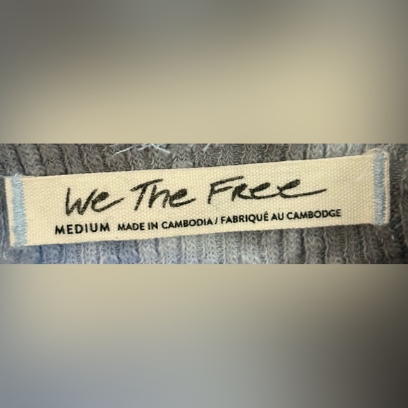 Free People We The Free Blue Tie Dye Ribbed Thermal Long Sleeve - Picture 6 of 9